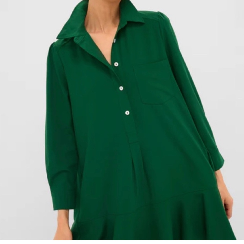 Tuckernuck Callahan Crepe Hunter Green Shirt Dress size XXS - Picture 10 of 11